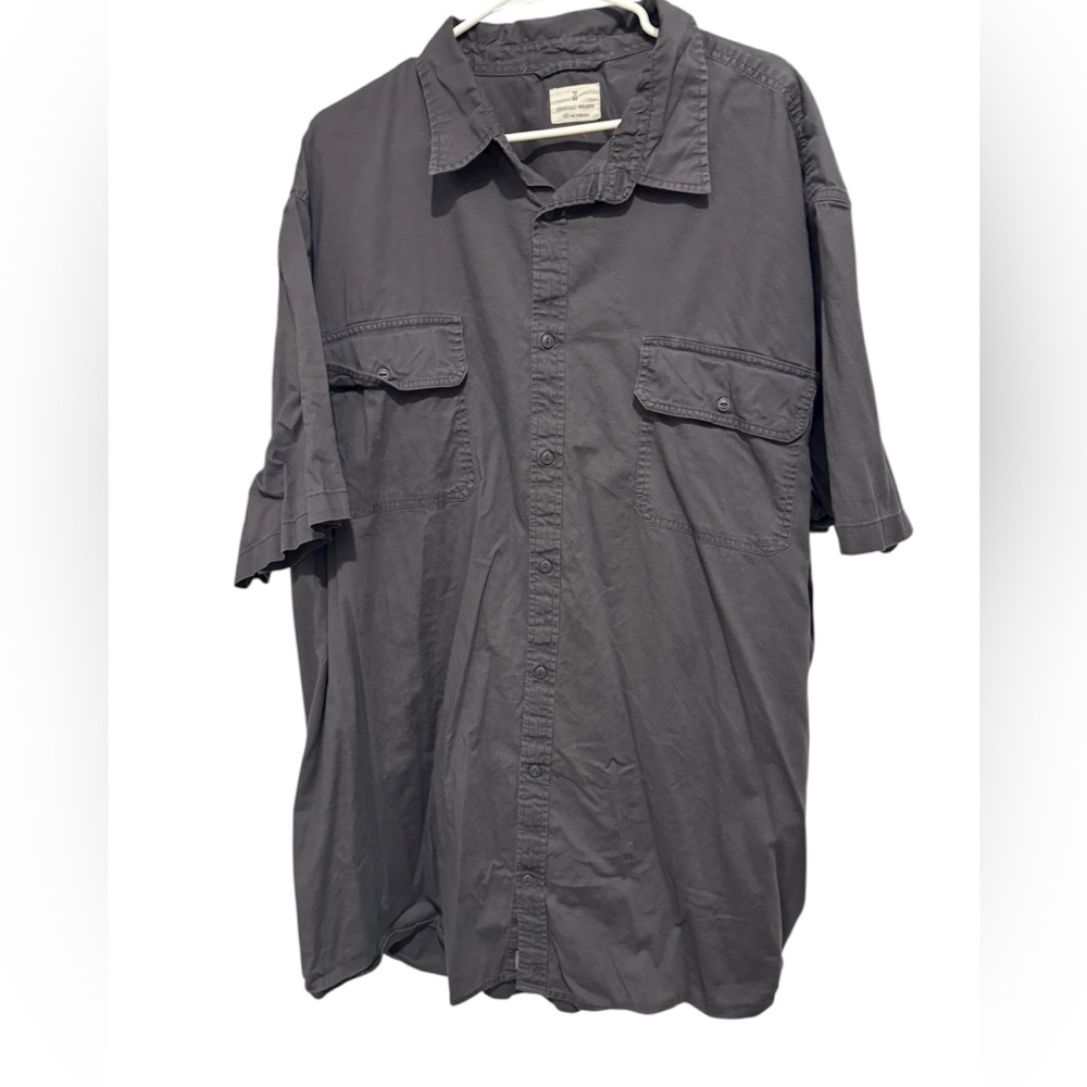 Natural Weave Gray Short Sleeve Button-Up Shirt